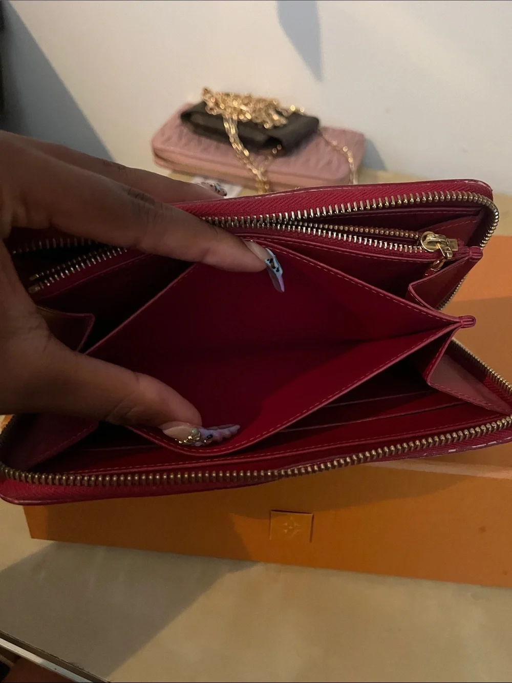 Louis Vuitton Red Monogram Vernis Zippy Wallet